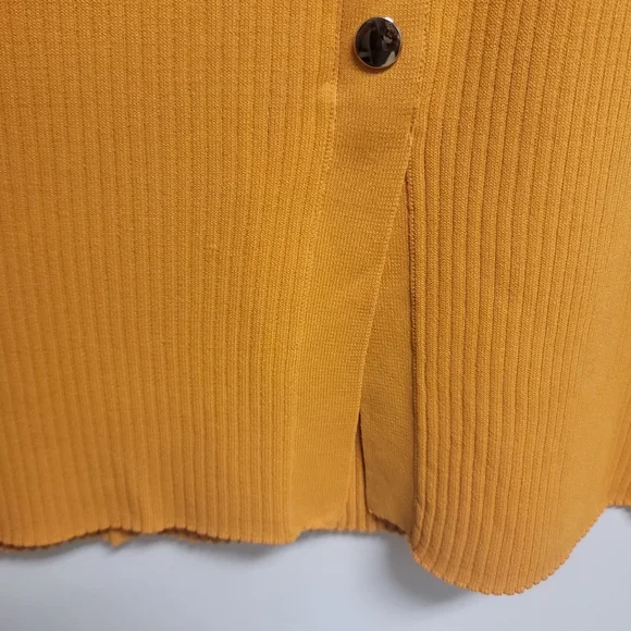 New York & Company Mustard Knit Button-up Fitted Dress - XL - Picture 4 of 6